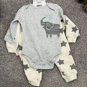 Koala baby Gray Elephant Onesie and Star Pants Set